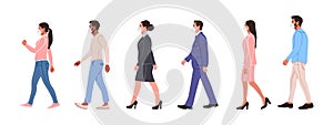 People. People walking in medical masks. People drawn in a flat cartoon style. Vector illustration