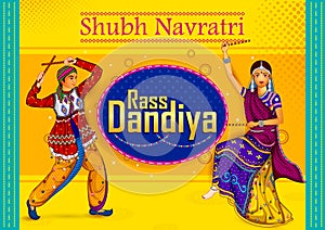 People performing Garba dance in Dandiya Raas for Dussehra or Navratri