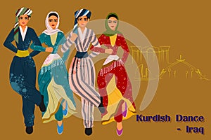 People performing Kurdish dance of Iraq