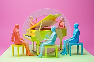 people piano modern concept trend colourful performance illustration music art. Generative AI.