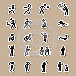 People pictogram action drawing icons paper cut