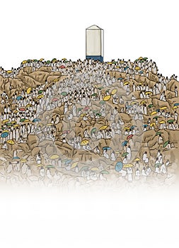 People in the plains of Arafah illustration