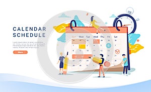 People planning concept. Entrepreneurship and calendar schedule planning with filling course campaign. Vector illustrations