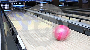 People play bowling, blurred background