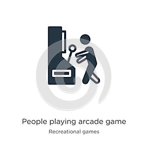 People playing arcade game icon vector. Trendy flat people playing arcade game icon from recreational games collection isolated on