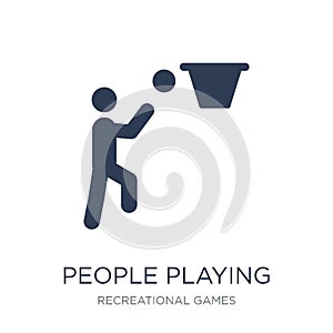 People playing Basketball icon icon. Trendy flat vector People p