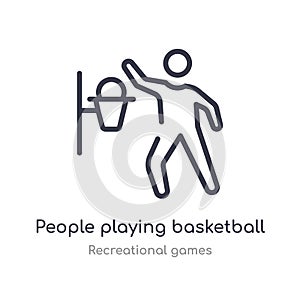 people playing basketball outline icon. isolated line vector illustration from recreational games collection. editable thin stroke