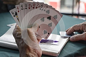 People playing card game card Detail