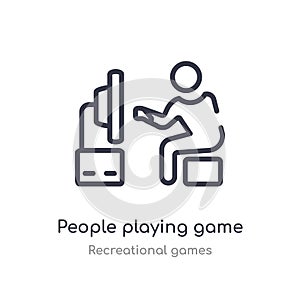 people playing game outline icon. isolated line vector illustration from recreational games collection. editable thin stroke