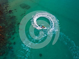 People are playing jet ski at sea during the holidays. And beaut