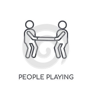 People playing Tug of war icon linear icon. Modern outline Peopl