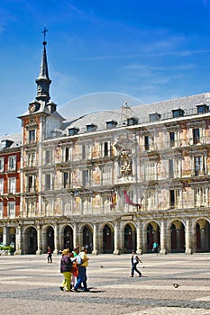 People in the Plaza Mayor in Madrid, Spain