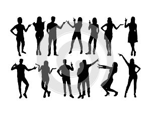 People Pointing Activity Silhouettes