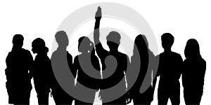 People political protest with three fingers salute silhouette vector
