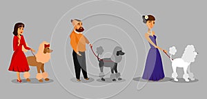 People with Poodles Vector Illustration Collection