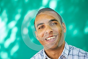 People Portrait Young Latino Man Smiling With Happy Face