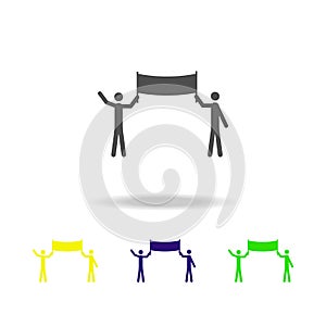 people with posters multicolored icons. Elements of protest and rallies icon. Signs and symbol collection icon for websites, web d