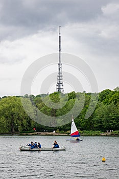 People practicing sailing on South Norwood Lake with Crystal Pal