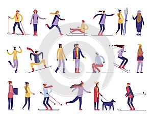 people practicing snow activities