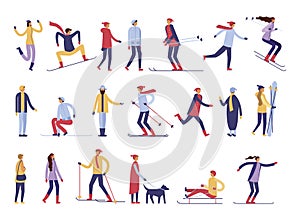 people practicing snow activities