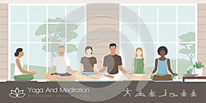 People practicing yoga and meditation