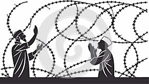 People praying at Kaaba in Mecca, Hajj pilgrimage scene vector design Generative AI photo