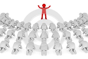 People praying in lap. Isolated 3d