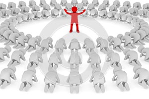 People praying in lap. Isolated 3d