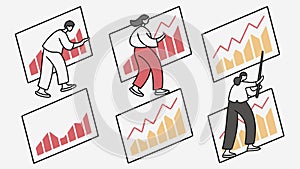 People presenting data, charts, graphs, business analytics. vector design Generative AI