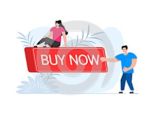 People press button with text Buy now. Click button for app and web design.