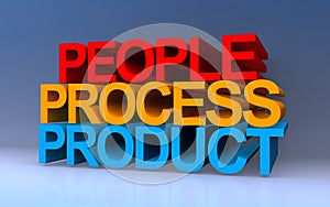 people process product on blue