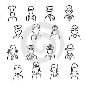 People profession icons cartoon