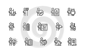 People and Professions, Activities, Occupation Icons in Outline Style