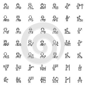 People professions line icons set