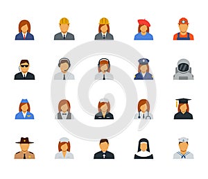 People professions and occupations icons in flat design