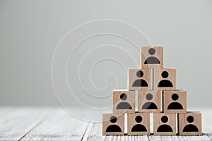 People profile icon in pyramid shape for an organization concept