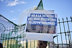 People protesting against offshore oil exploitation in Argentina