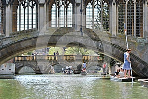 People punting in the river Cam in Cambridge