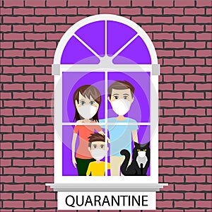 People quarantined at home vector illustration photo