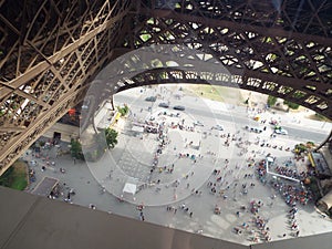 People queueing to go up the Eiffel Tower in Paris