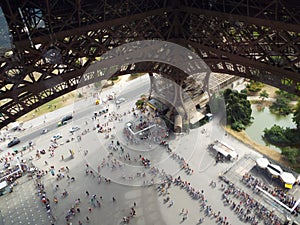 People queueing to go up the Eiffel Tower in Paris