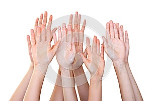 People raise hands photo