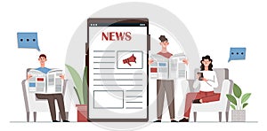 People reading news vector concept