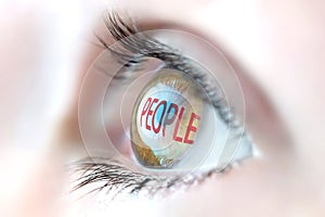 People reflection in eye.