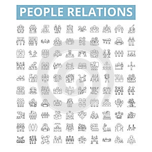 People relations icons, line symbols, web signs, vector set, isolated illustration