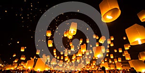 People release Paper Sky Lantern in Yee Peng Festival photo