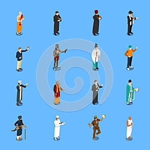 People Religion Isometric Icons Set