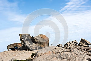 People in Remarkable Rocks, Australia photo