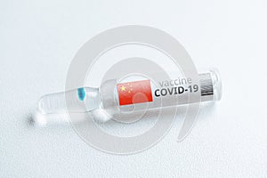 People Republic of China developments of a coronavirus covid-19 vaccine in a glass ampoule