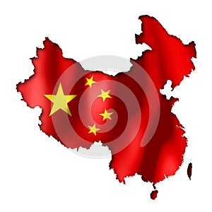 People Republic of China, PRC - country flag and border shape